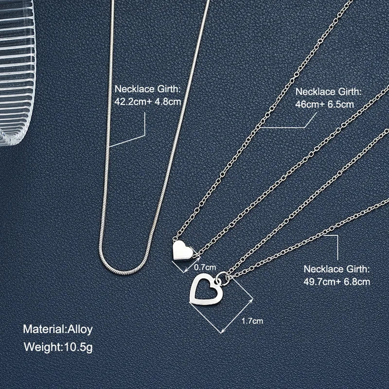 Double Love Pendant Multi-Layer Necklace