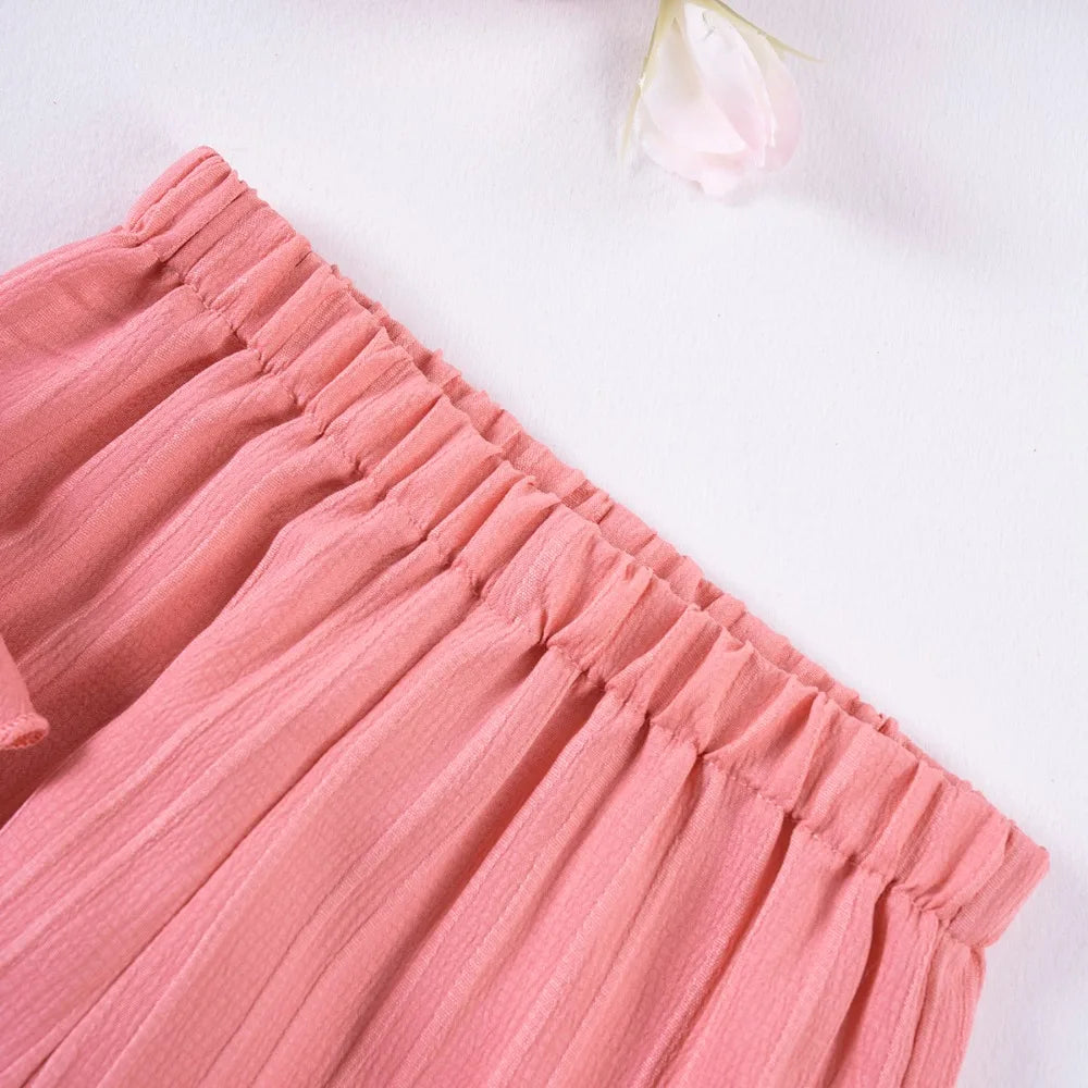 Toddler Girl Ruffle Top & Wide Leg Pants Set