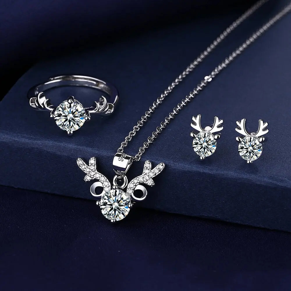Solitaire Lab Diamond 925 Sterling Silver Bridal Set
