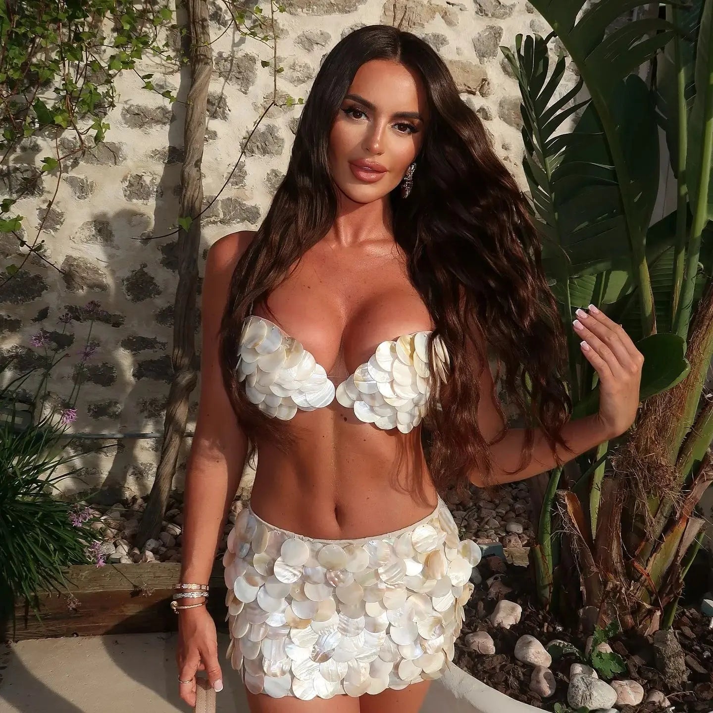 Sexy Swimsuit Shell Bikini with Skirt Swimwear Swimsuit