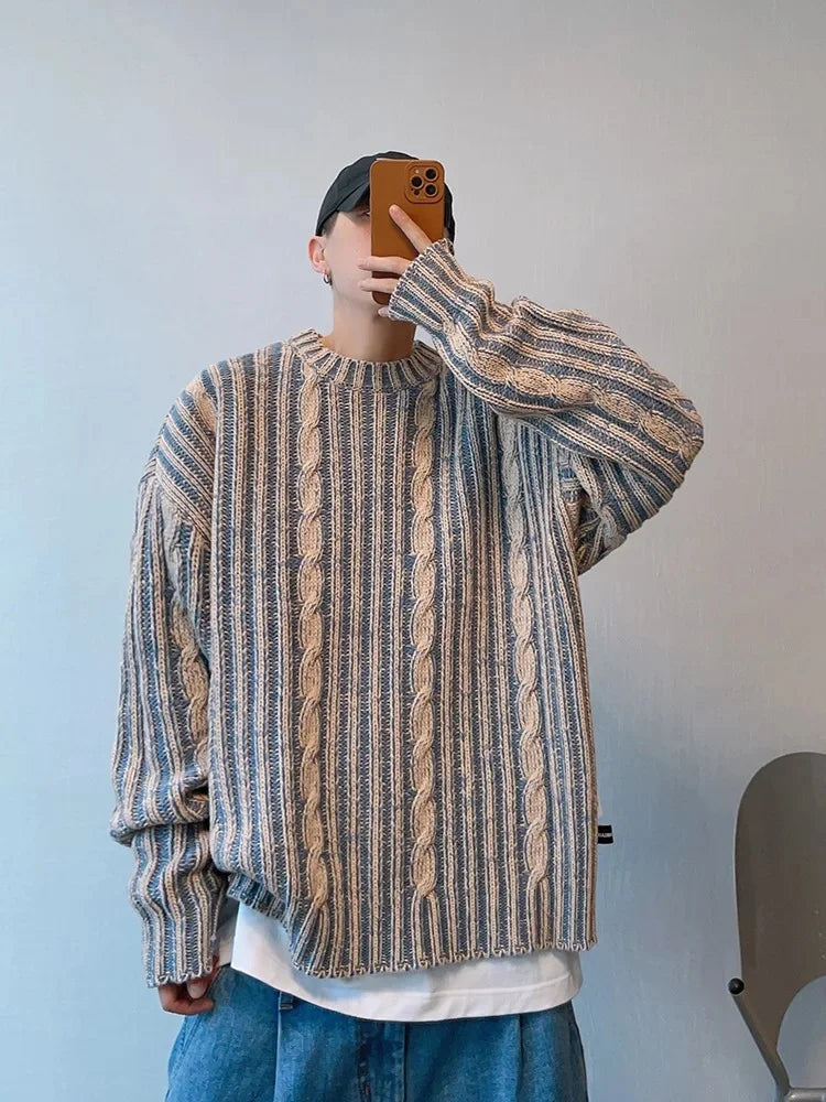 Vintage Double-Sided Denim Knit Sweater