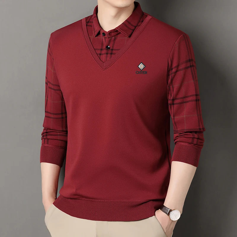Men's Plaid Fleece Pullover Sweater
