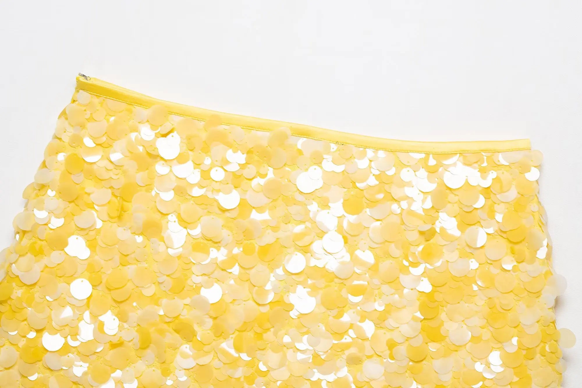 HH Women New Fashion Versatile High Waist Slim Yellow Sequin