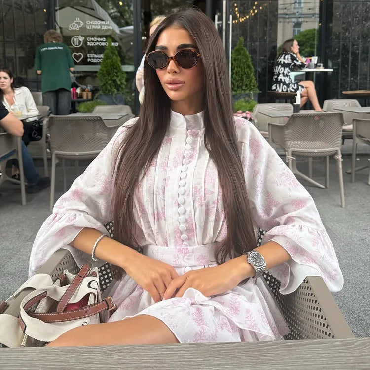 Spring Summer Elegant Classic Pleated Female Dress