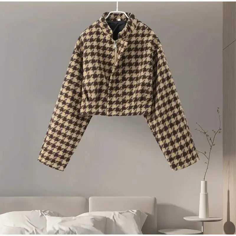 2025 Spring Retro Plaid Women Sets Casual Chic Full Sleeve