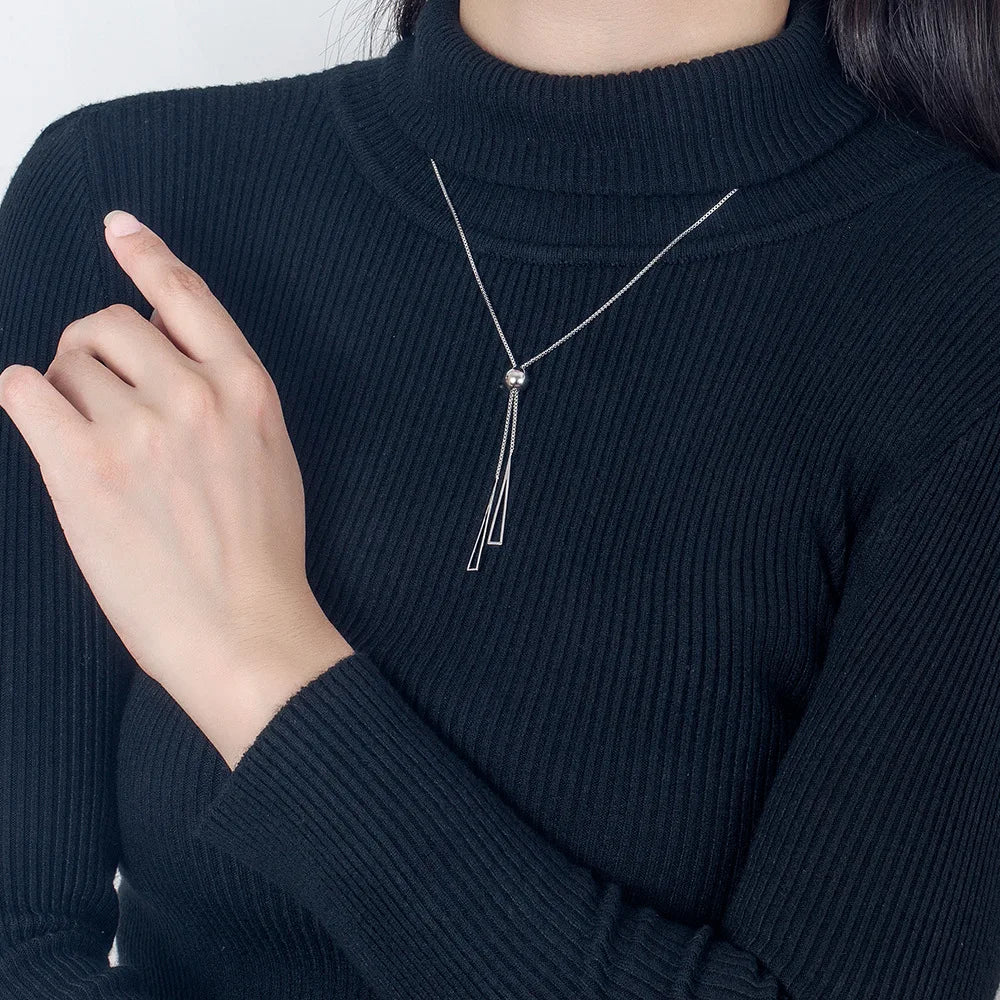 Sterling Silver Triangle Pendant Set