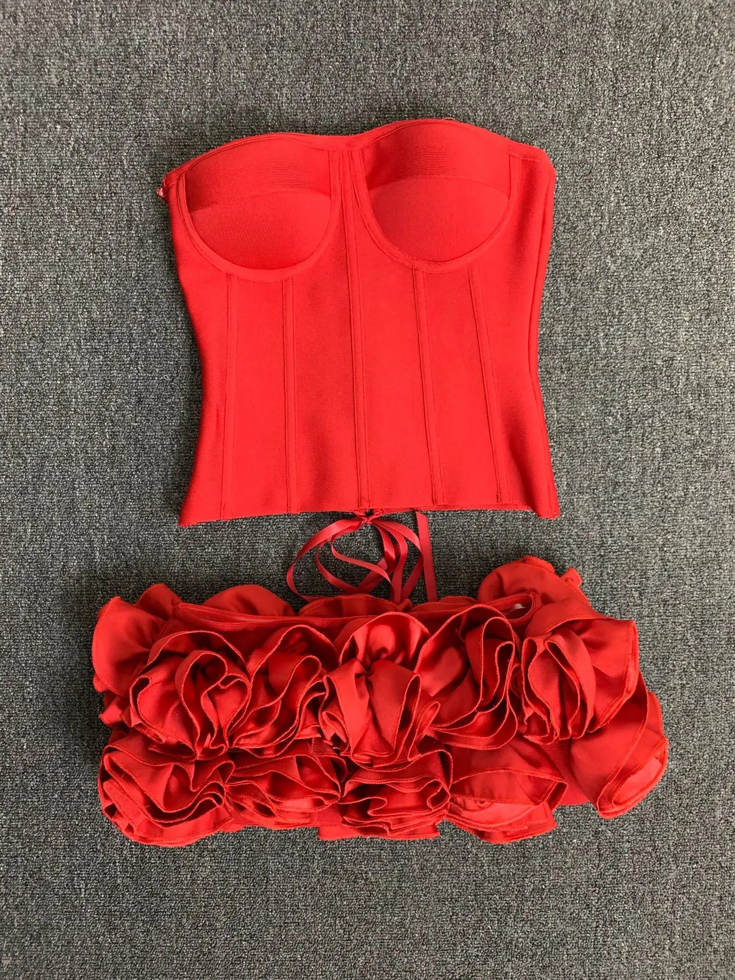 Women Red Bodycon Mini Bandage Outfits Club Party Strapless