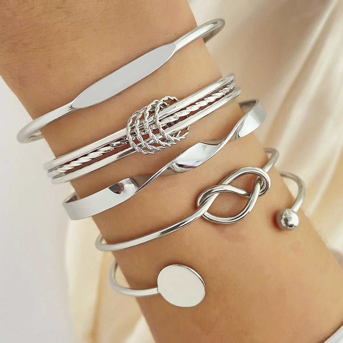7Pcs Punk Vintage Gold Arrowhead Bracelets Set