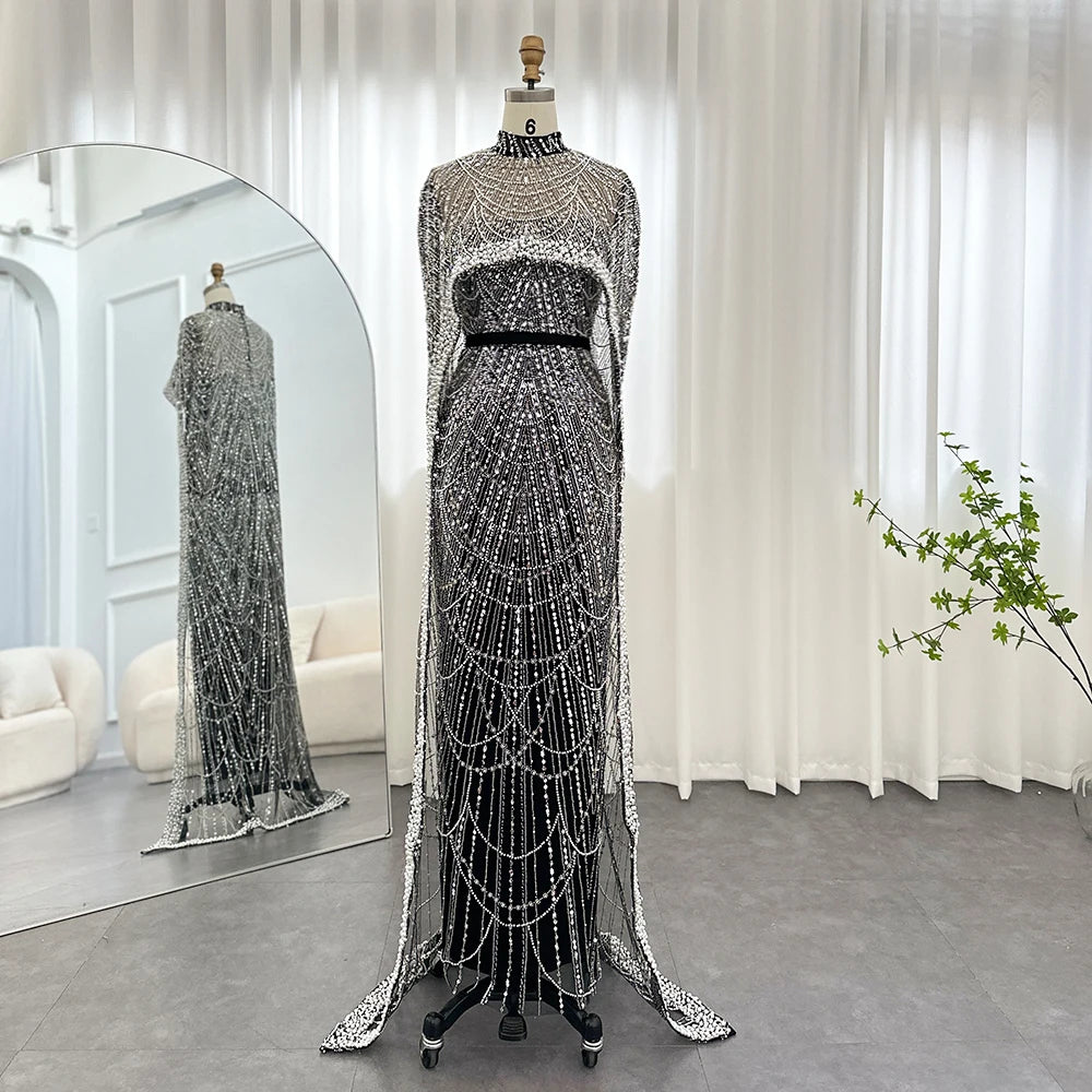 Sharon Said Luxury Pearls Dubai Champagne Evening Dresses