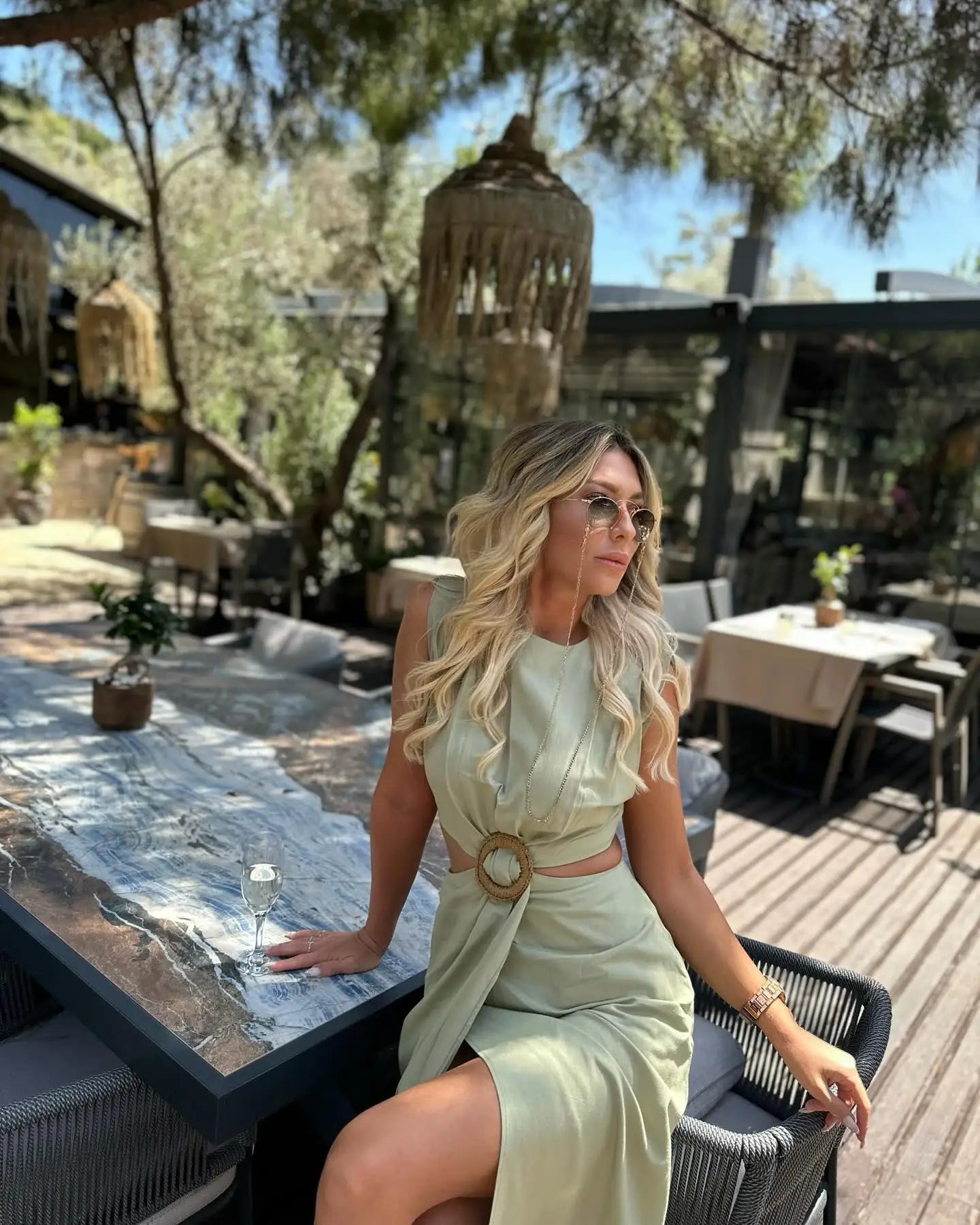 Summer Dress For Women 2024 Solid Waist Hollow Out