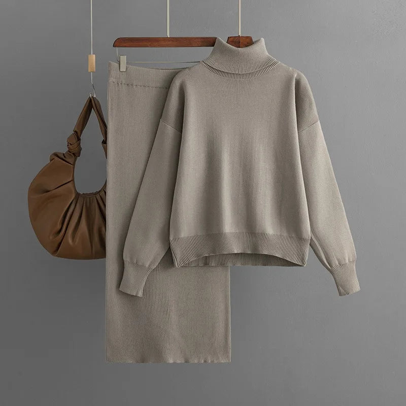 Winter Clothes Women Knitted Skirt Suit New Fashion
