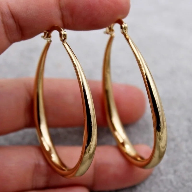 Shine Gold Color Hoop Earrings