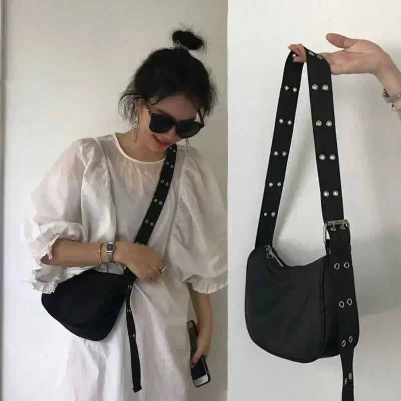 Women's Nylon Bucket Armpit Shoulder Bag