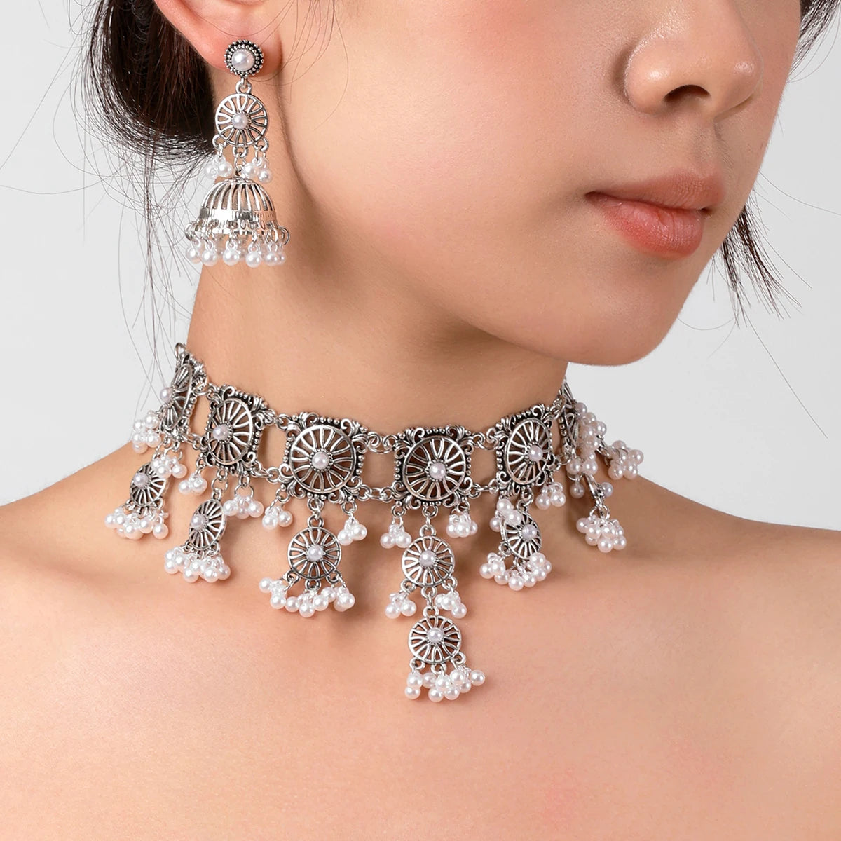 Vintage Square Geometric Crystal Jewelry Set