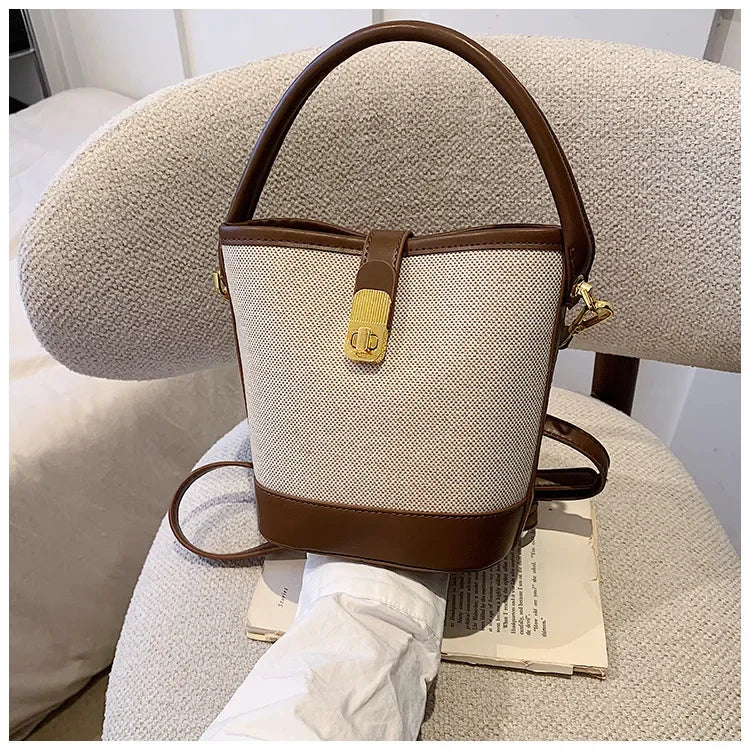 New Canvas 3D Bucket Crossbody Bag