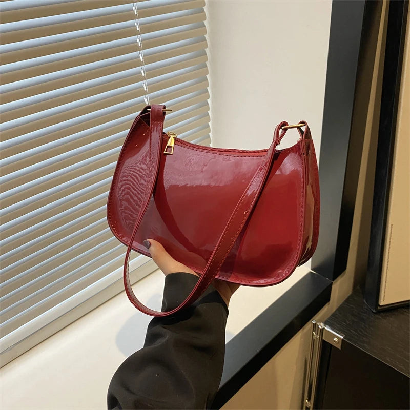 Retro Solid Color PU Leather Shoulder Bag