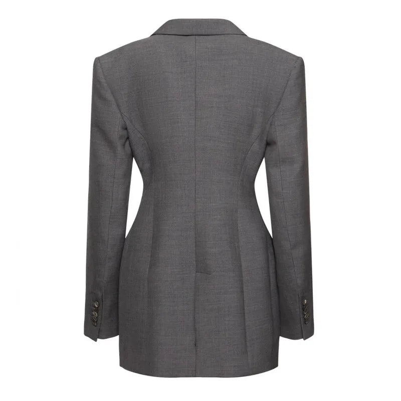 IEQJ Fashion Solid Color Blazer Women's Notched Long Sleeve Single Breasted Suit Jacket 2025 Summer New Tide 3QW1130