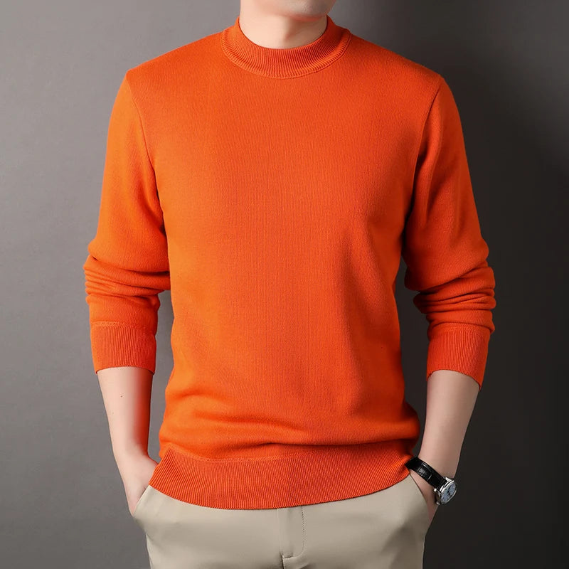 Men's Fleece Knit Round Neck Sweater