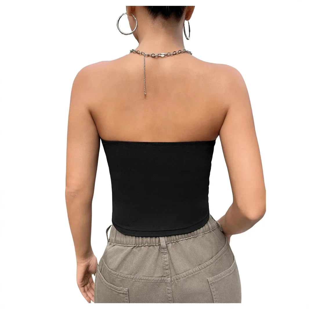 Sexy Short Crop Top Tube Vest Pure Desire High Level Design Cross-Border Women's Fashion Polyester Fiber Hot Sale Item