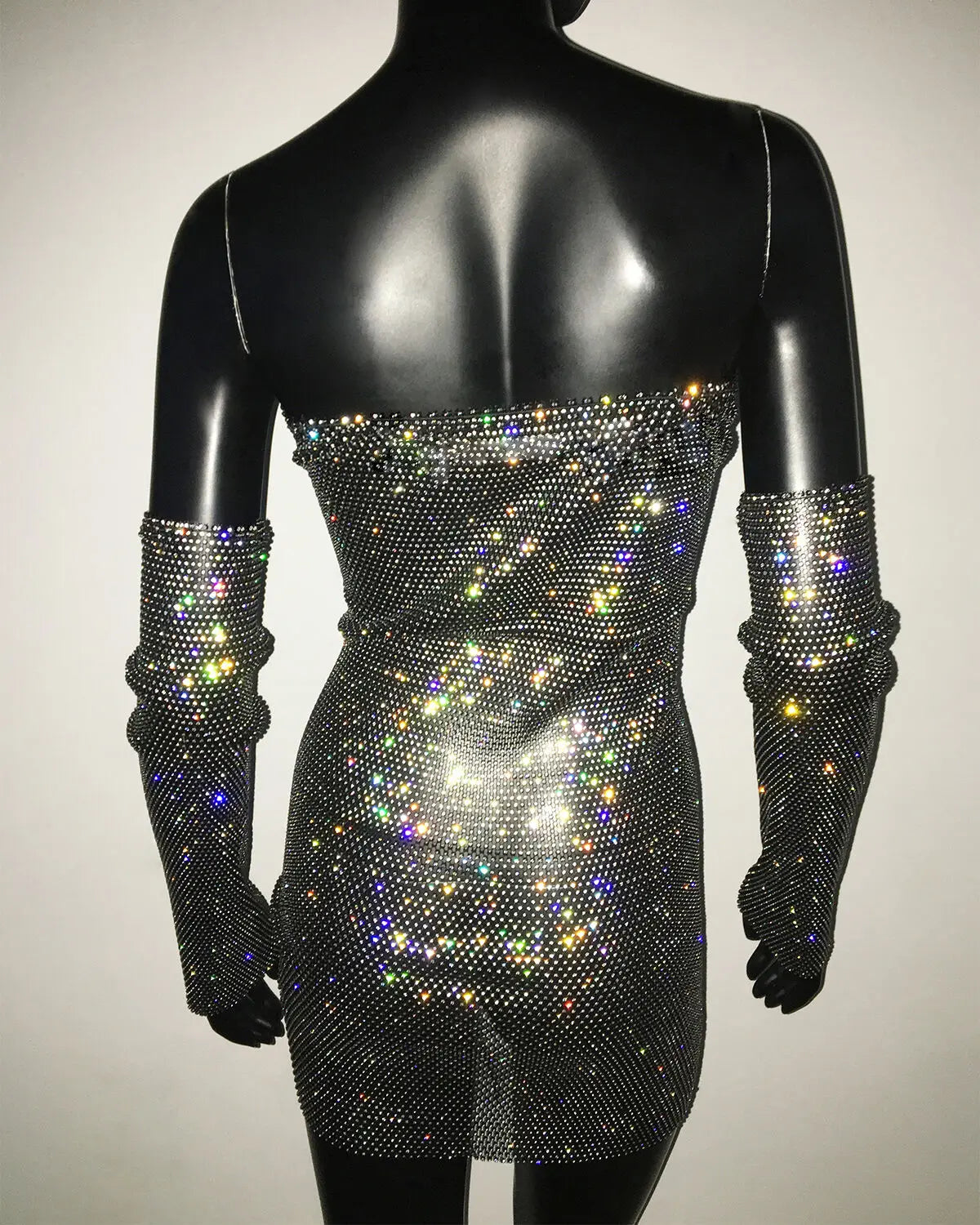 Women Sexy Two Piece Sets Strapless Rhinestone Diamond Crop Top