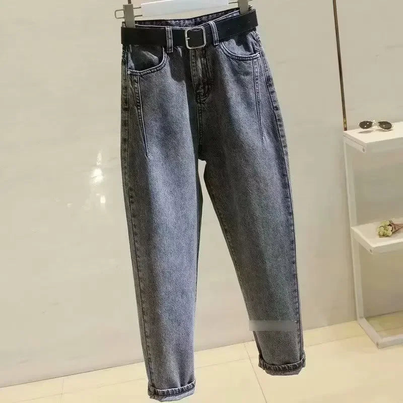 Grey High-Waisted Plus Size Jeans