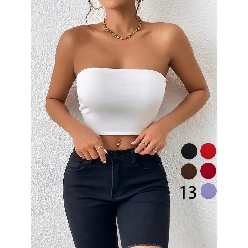 Sexy Crop Top Strap Vest One-Piece Outerwear Women's Clothing ort Length Color Pure Sle Trendy Element Strap