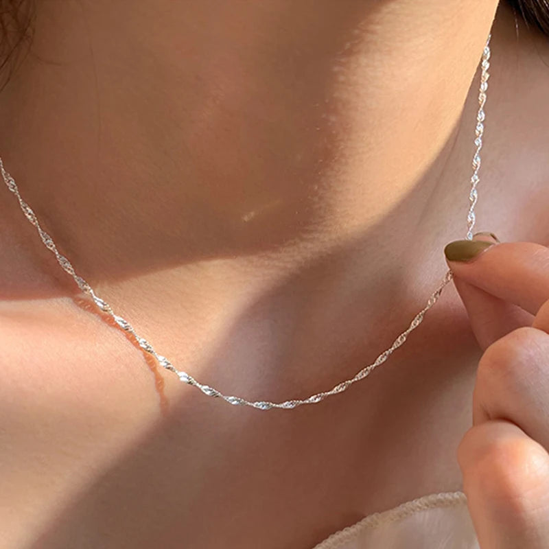 Sterling Silver Water Wave Necklace
