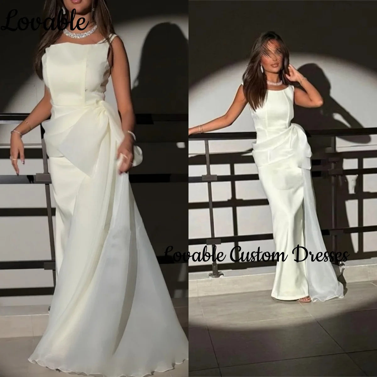 Birthday Dresses Luxury Customize Sheath Square Neckline Dresses For Prom Floor-Length Sleeveless Zipper Up Dresses For Special