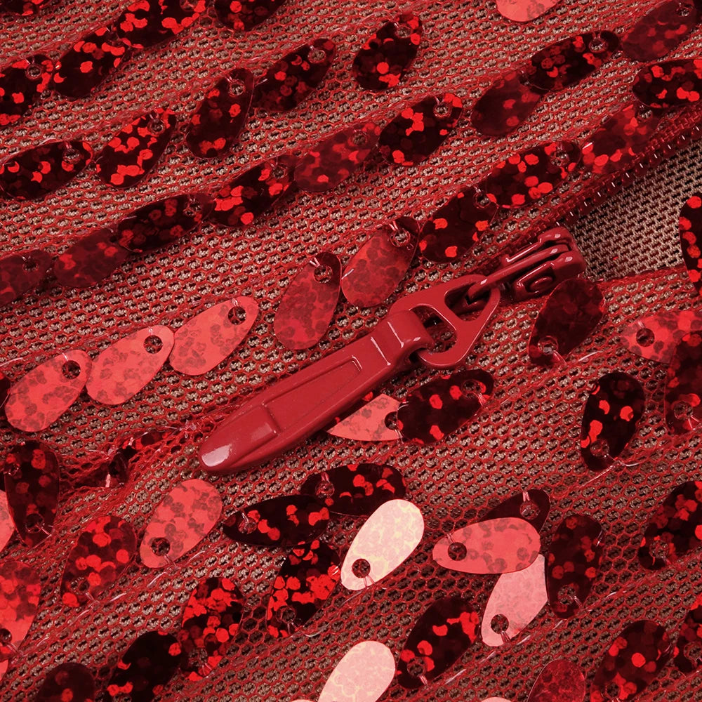 Glamorous Red Sequin Evening Dress with High Slit and Floral Detailing Sexy Party Cocktail Long Dress Sexy Women Vestidos