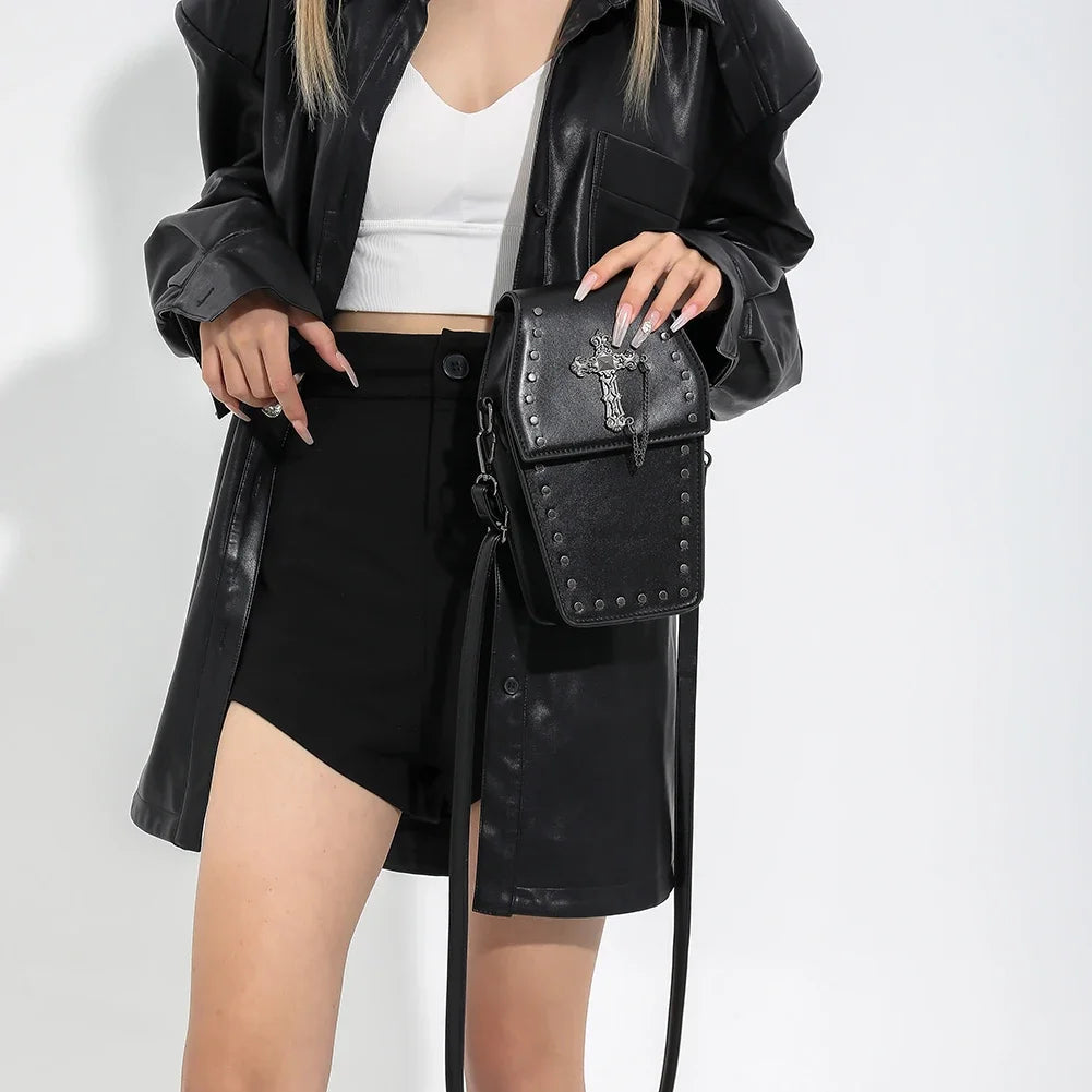Gothic Coffin Shape Crossbody Bag