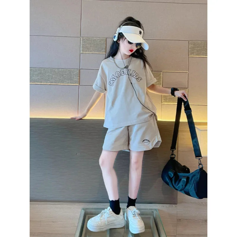 Girls' Summer Loose Short Sleeve Set
