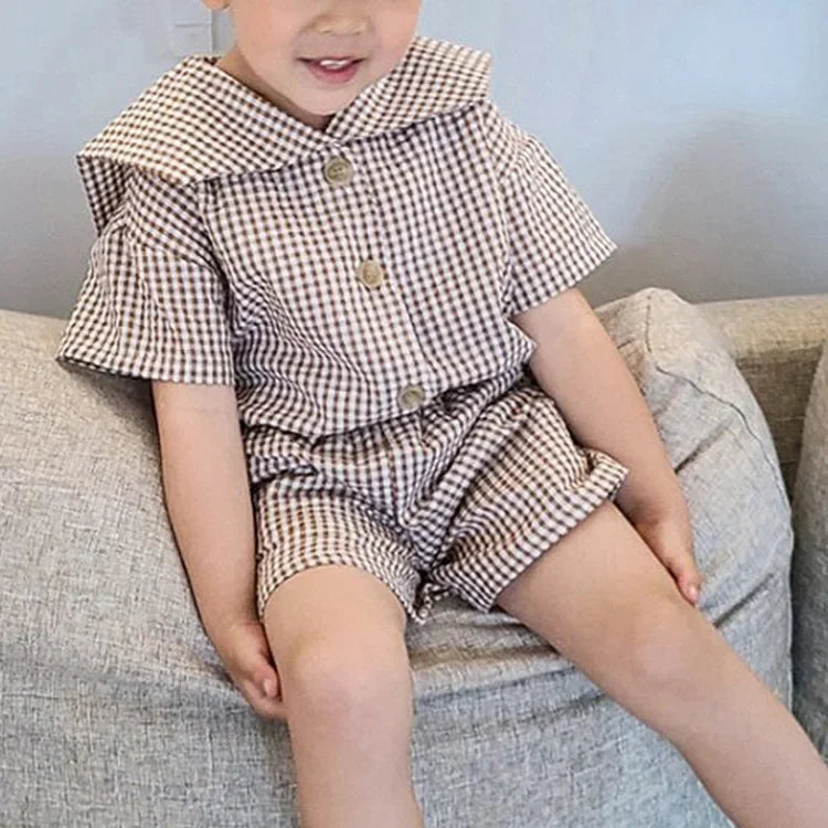 Brother & Sister Plaid Dress & Suit Set