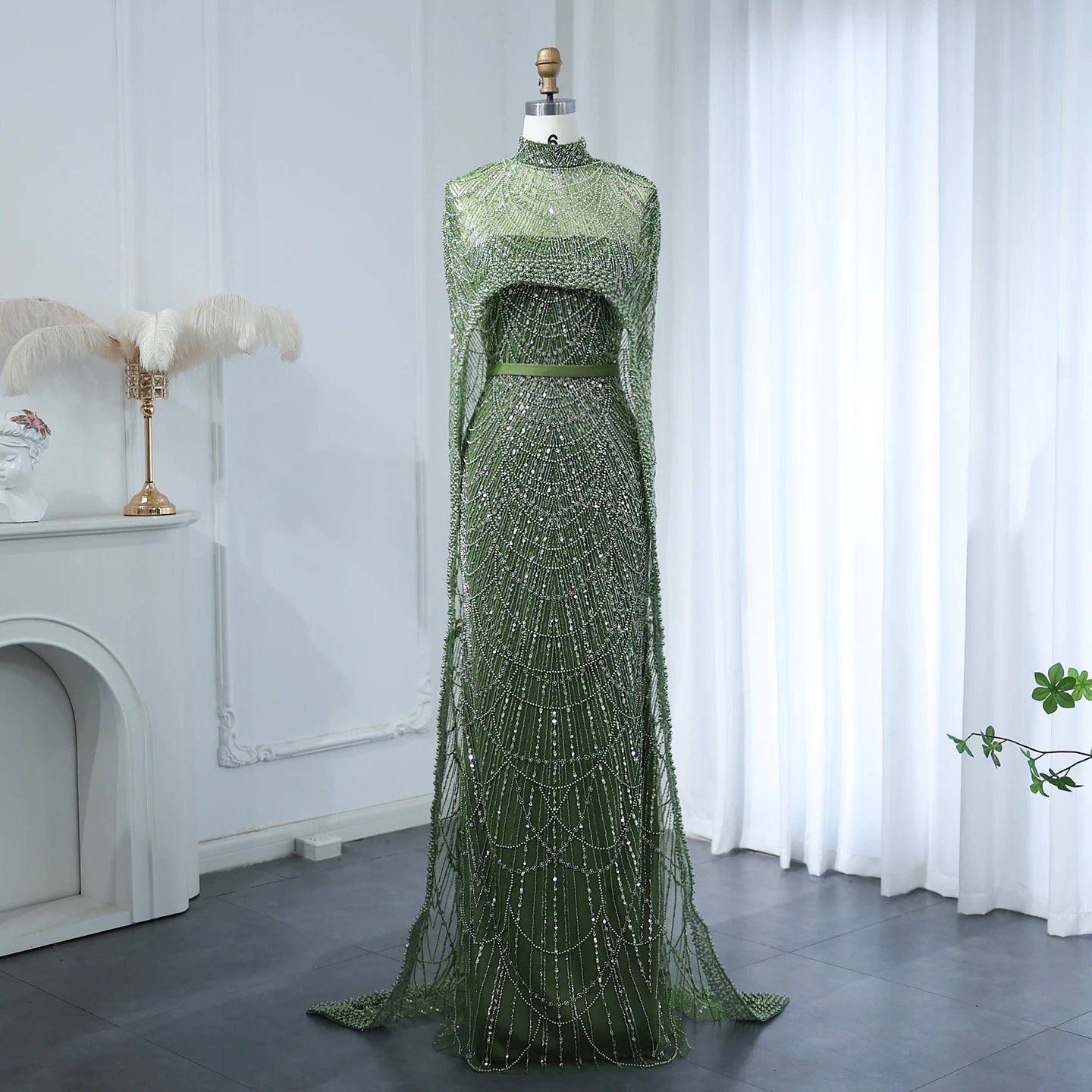 Sharon Said Luxury Pearls Dubai Champagne Evening Dresses