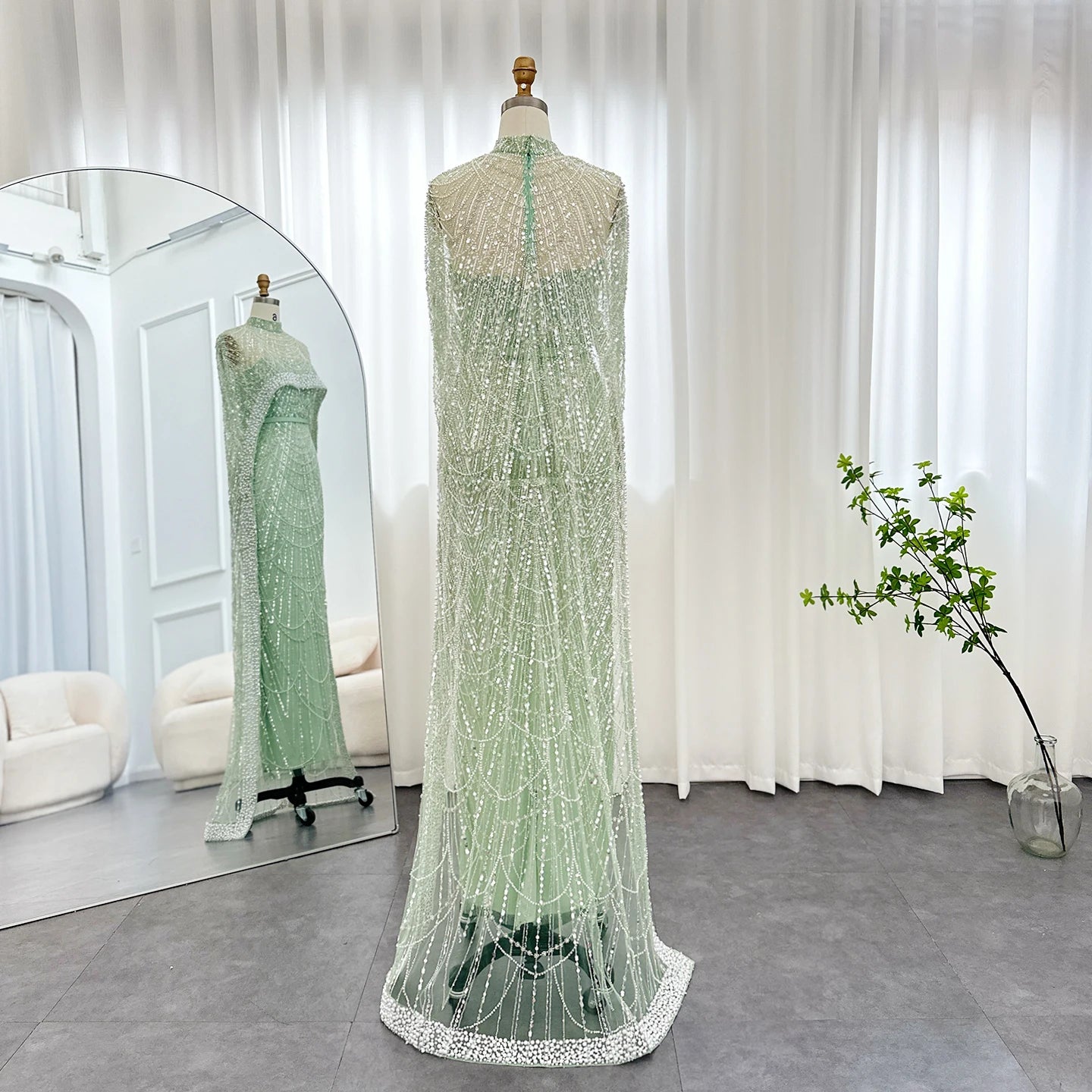 Sharon Said Luxury Pearls Dubai Champagne Evening Dresses