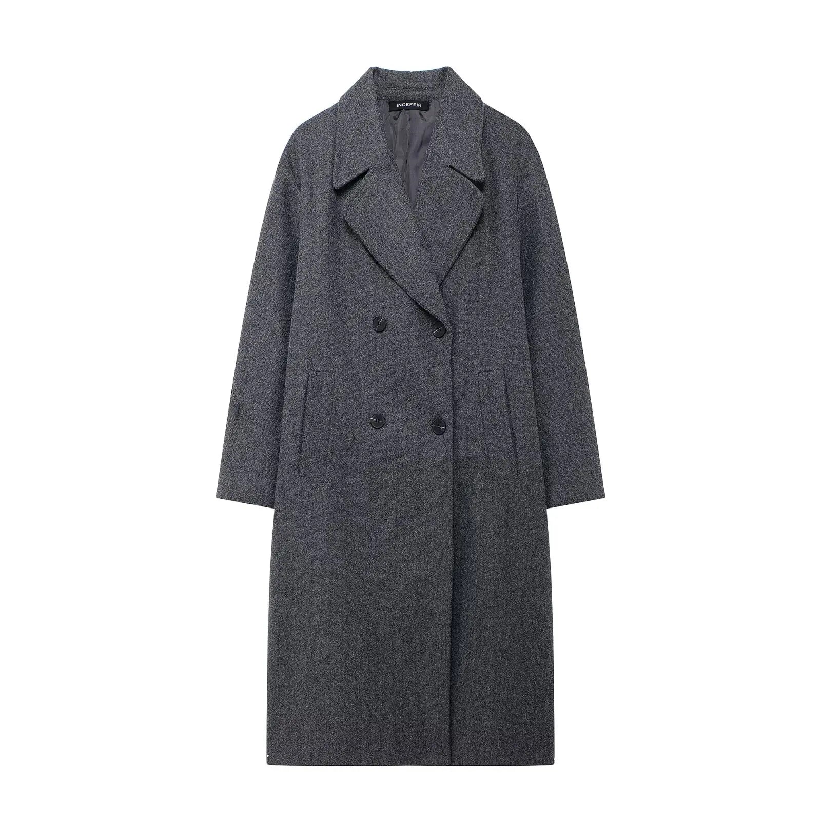 Winter Coat For Women 2024 Solid Lapel Double Breasted Long