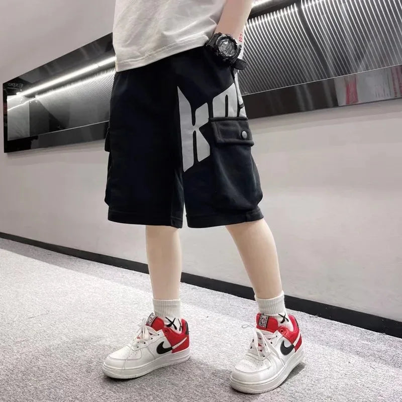 Boys' Lettered Print Cotton Shorts