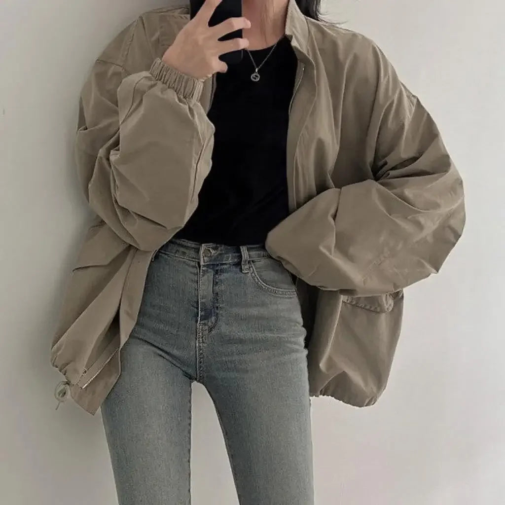 Trendy Women's Baseball Style Jacket