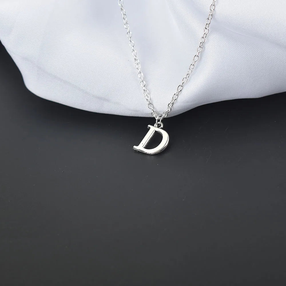 Silver A-Z Letter Pendant Necklace