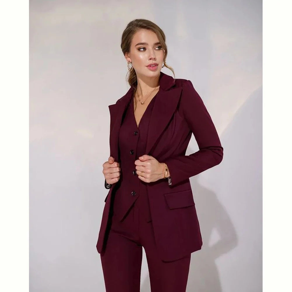 Suit Woman Luxury Female Suits 3 Pieces Jacket Pants Vest For Prom Party Formal Banquet High-end