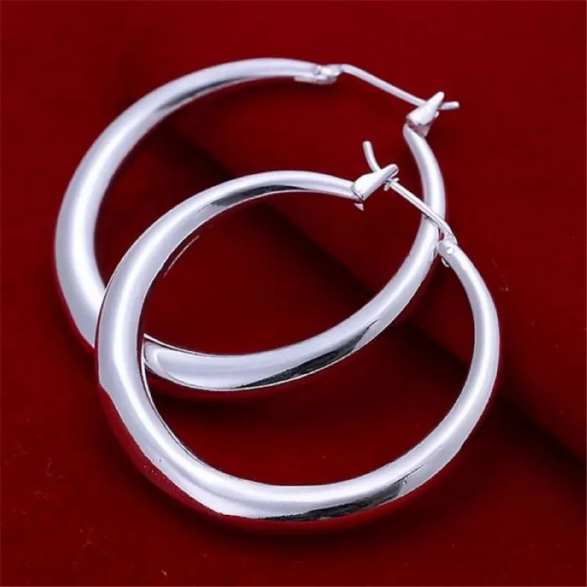 Sterling Silver Big Circle Hoop Earrings
