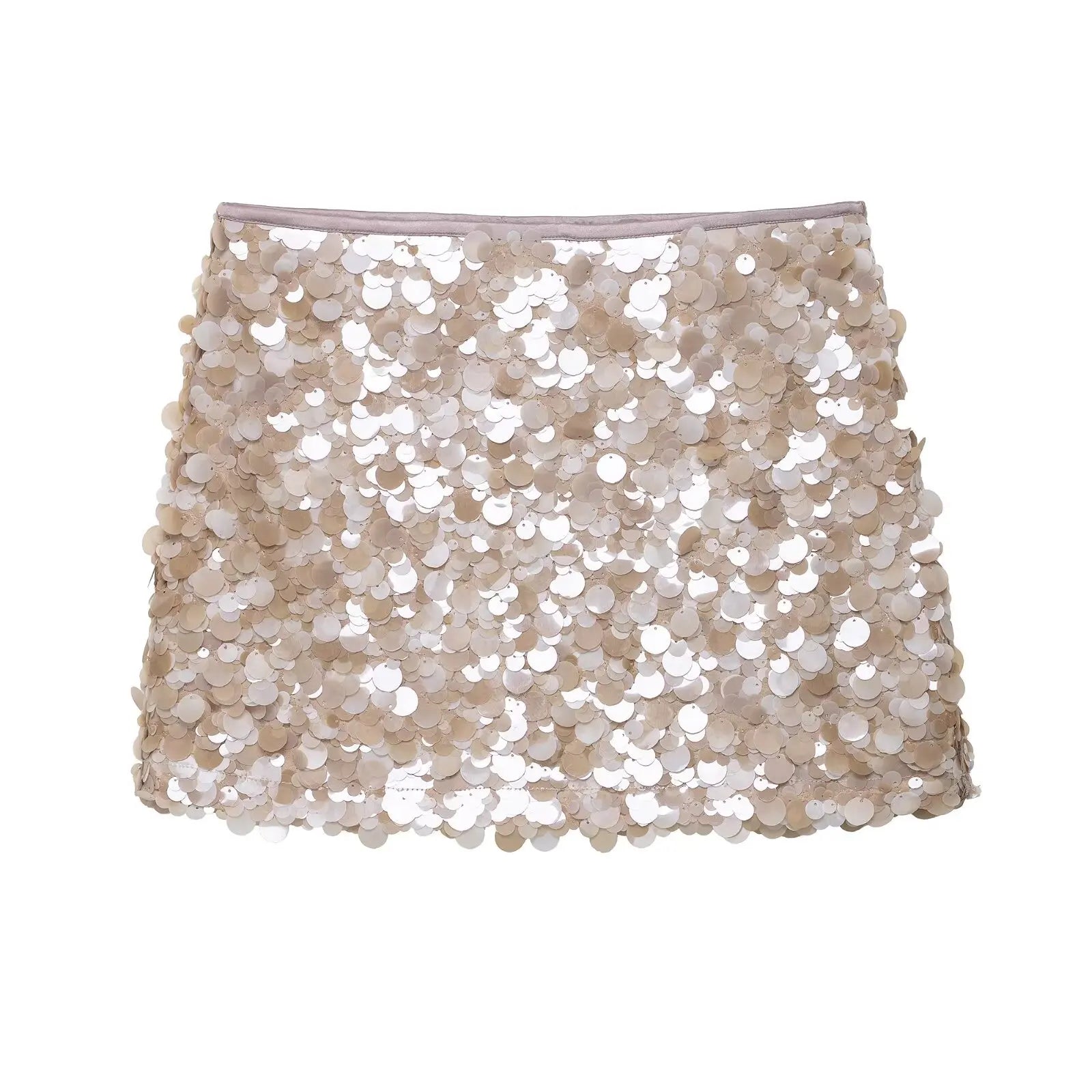 HH Women New Fashion Versatile High Waist Slim Yellow Sequin