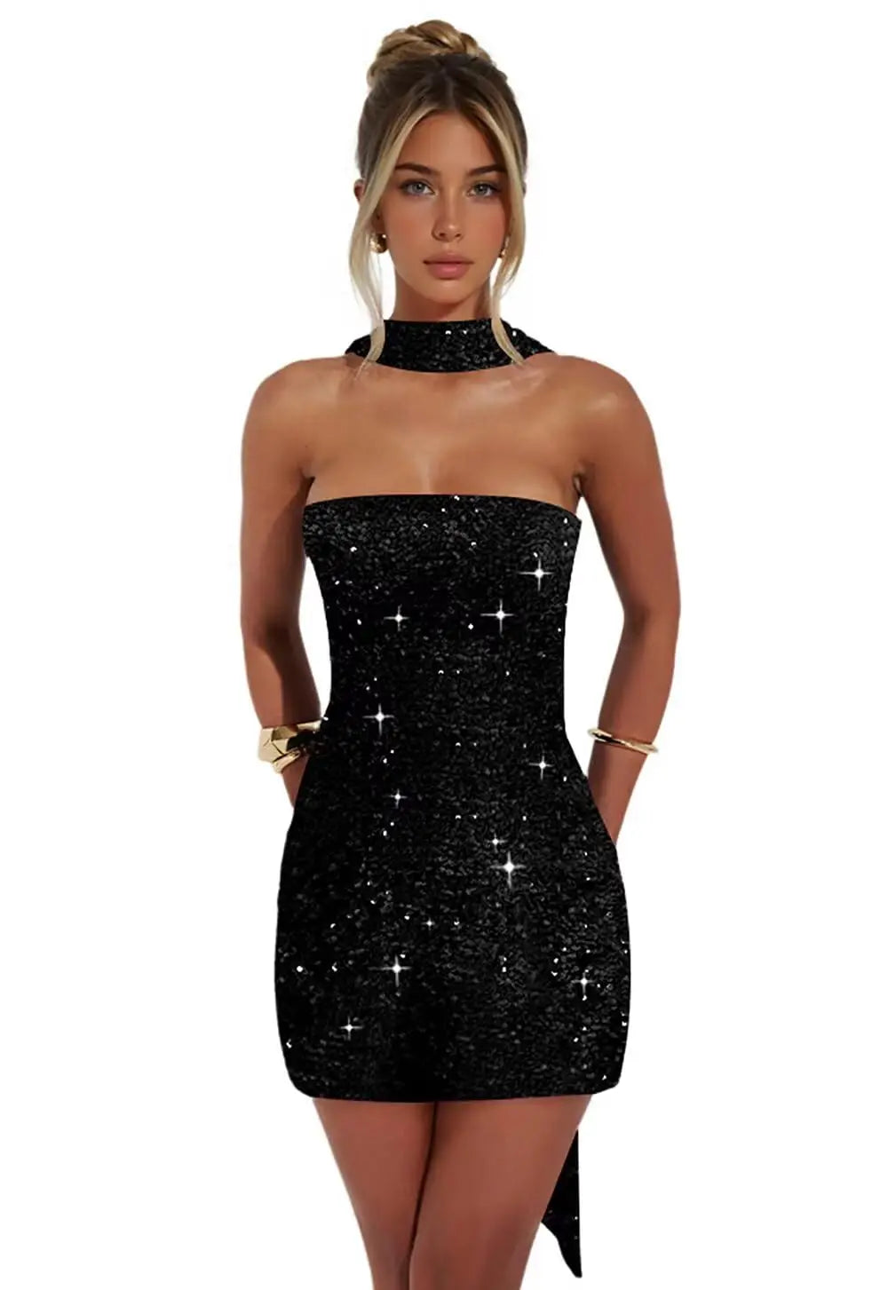 Short Homecoming Dresses for Teens Strapless Sparkle Sequin Evening Gown Tight Mermaid