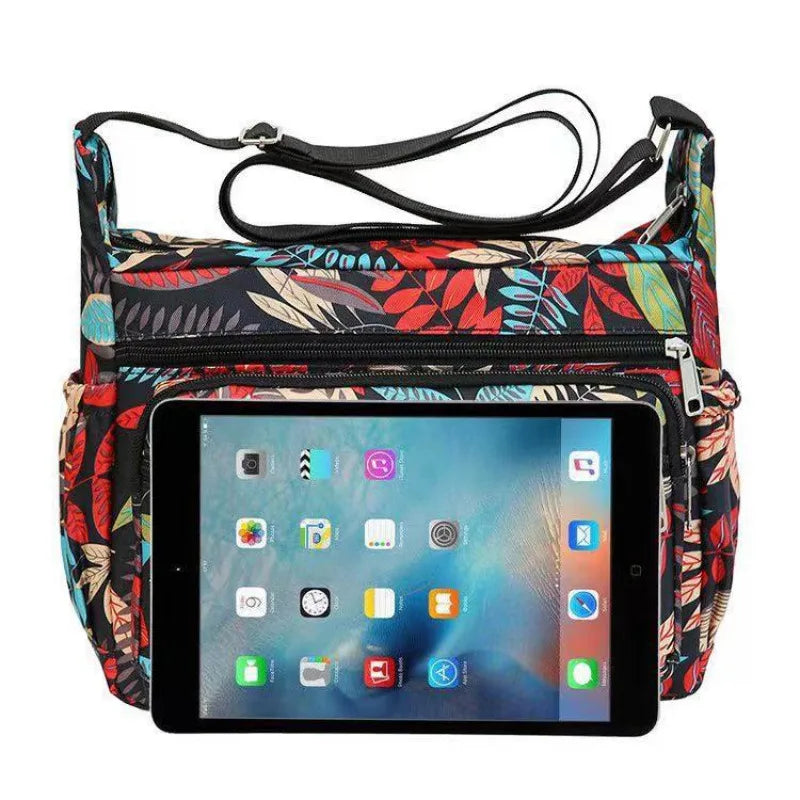 Large Capacity Nylon Flower Shoulder Bag
