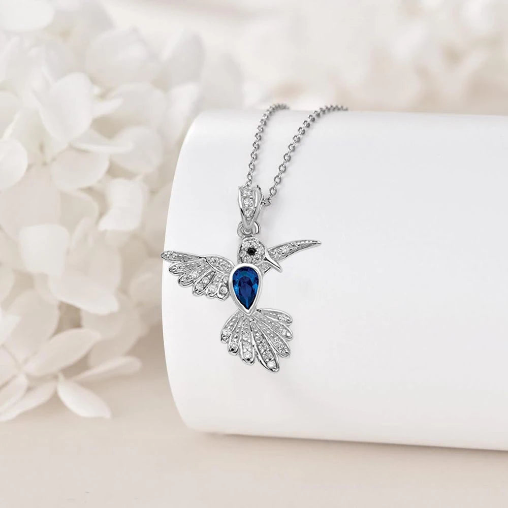 Dark Blue Spinel Hummingbird Jewelry Set