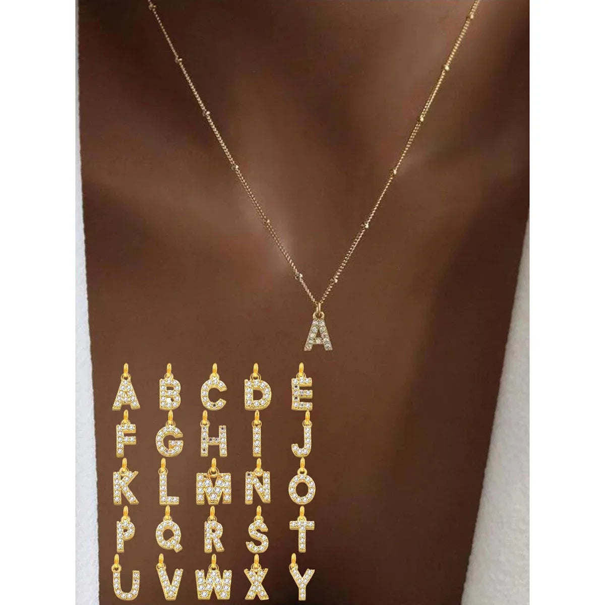 Stainless Steel Initial Letter Choker Necklace