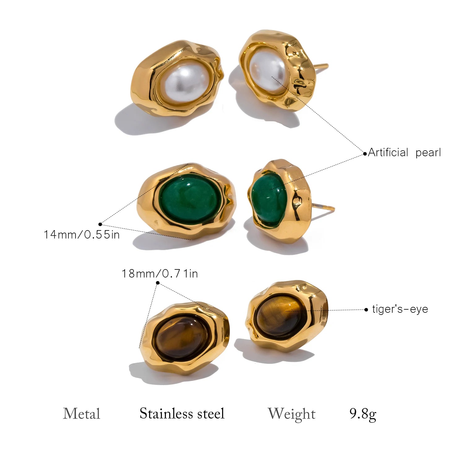 18K Gold Plated Gemstone Earrings