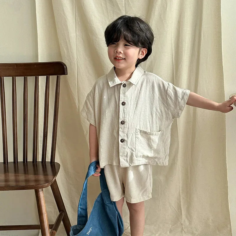 Children's Linen Shirt & Shorts Set