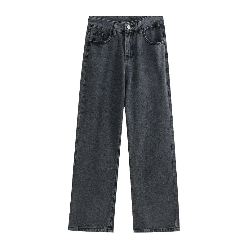 High-Waist Plus-Size Loose Jeans