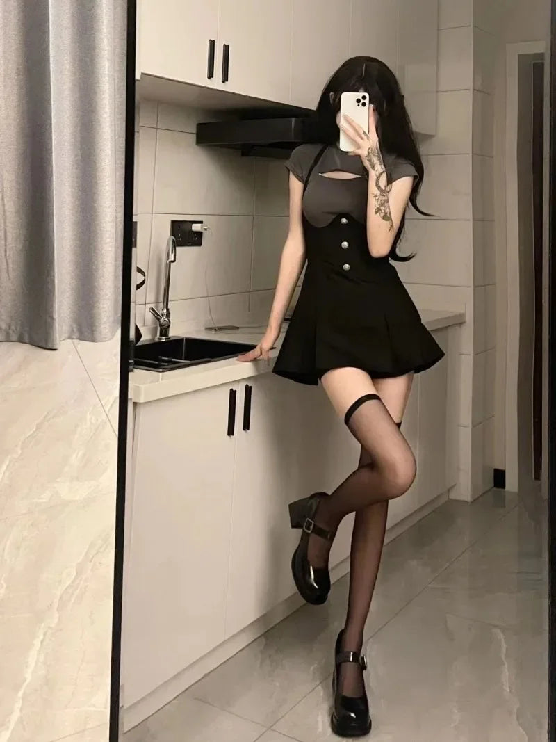 Sexy Dresses for Women Black Bodycon Hollow Corset Coquette Prom Evening Party Tight Woman Long Sleeve Dress Fashion Summer 2025