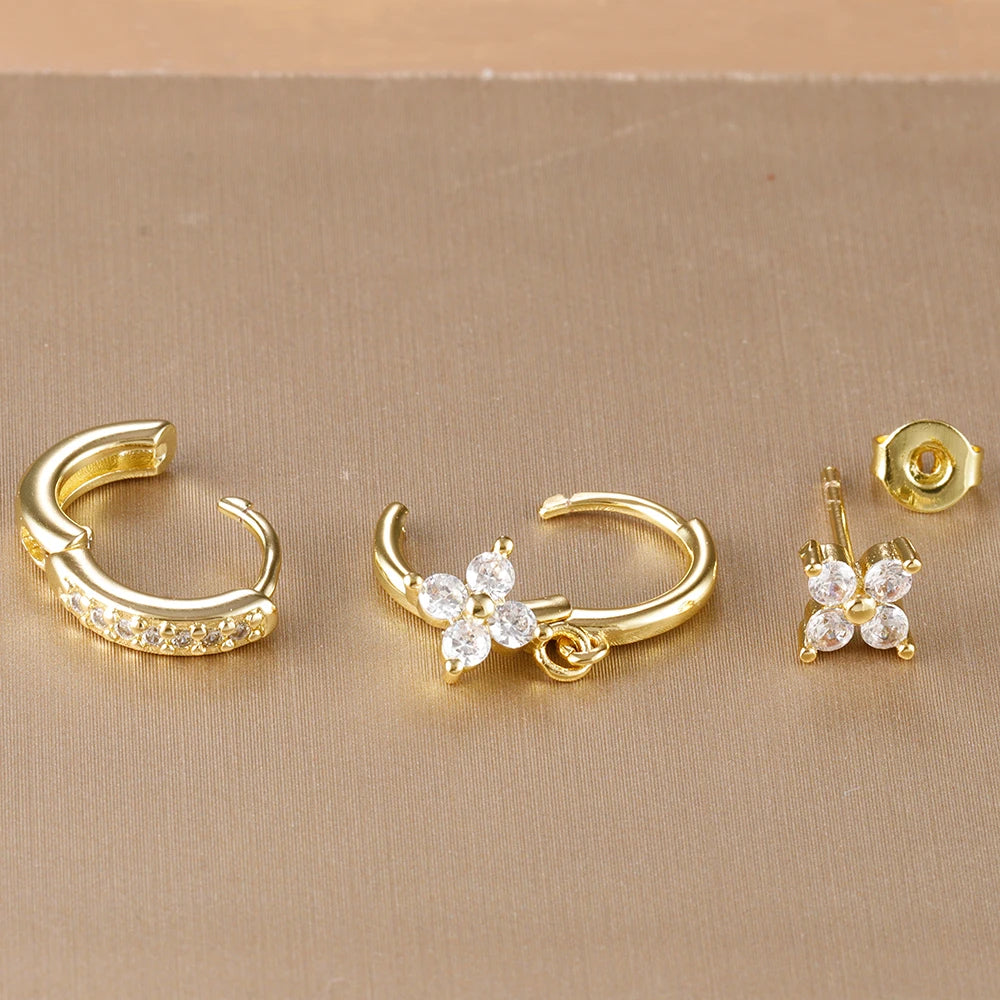 3PCS Korean Stainless Steel Hoop Earrings Set